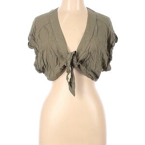 American Eagle Outfitters Khaki Tie-Front Shrug